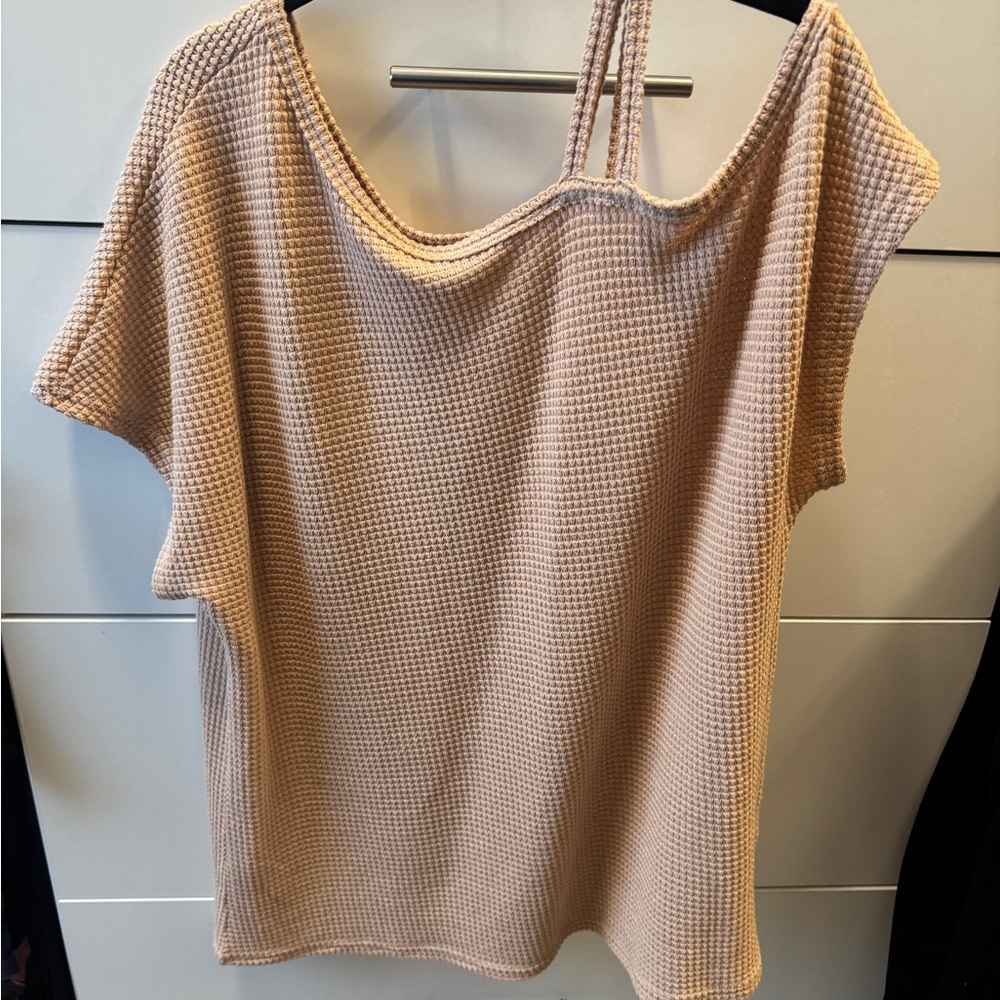 Women's Tan Waffle Knit Top
